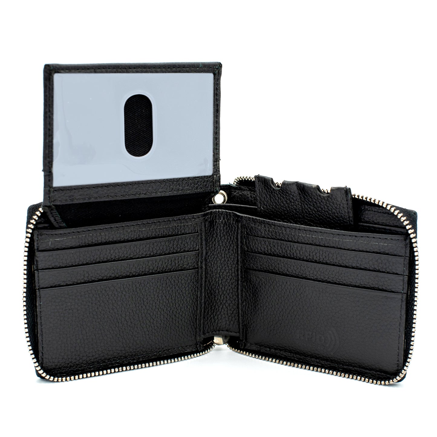 Zip Around Bi-fold Leather Wallet for Men RFID safe