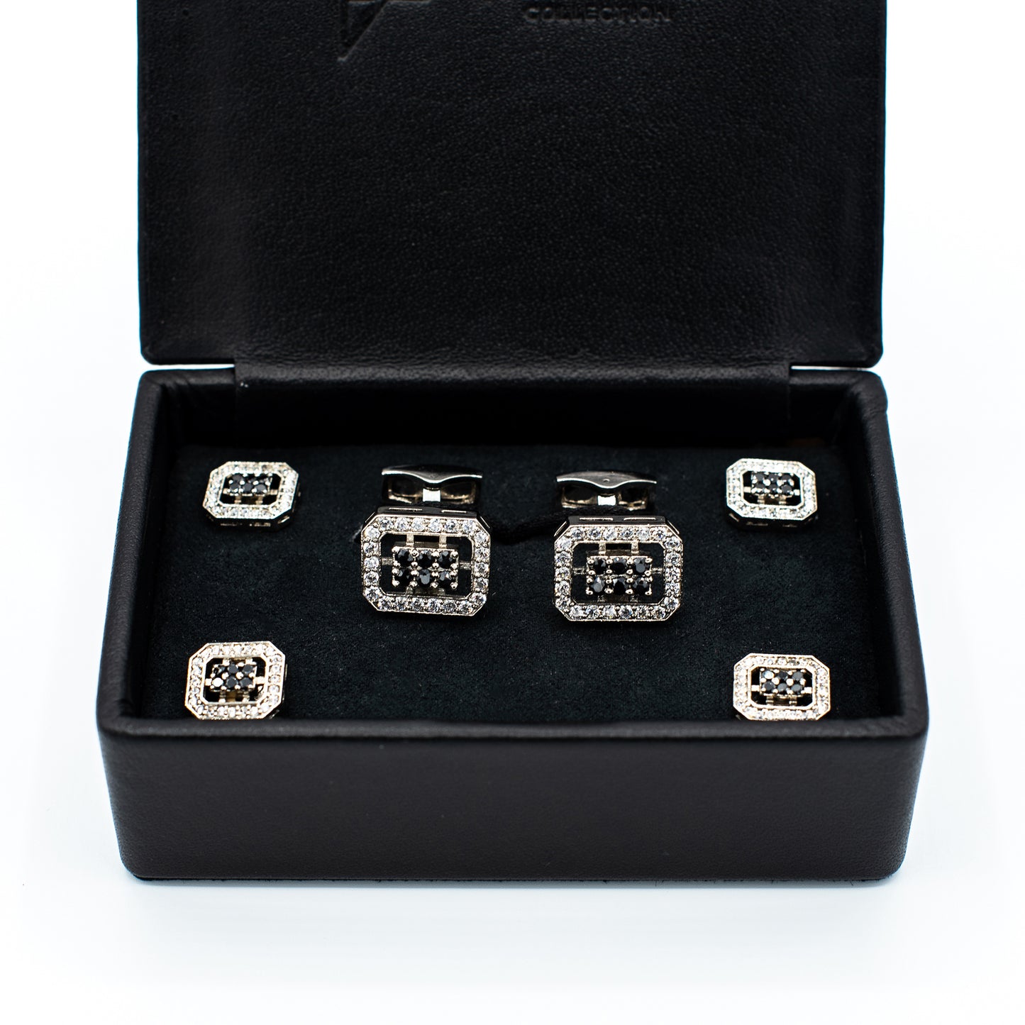 Cufflinks and Tuxedo Shirt Stud Set for Men Black Garnet