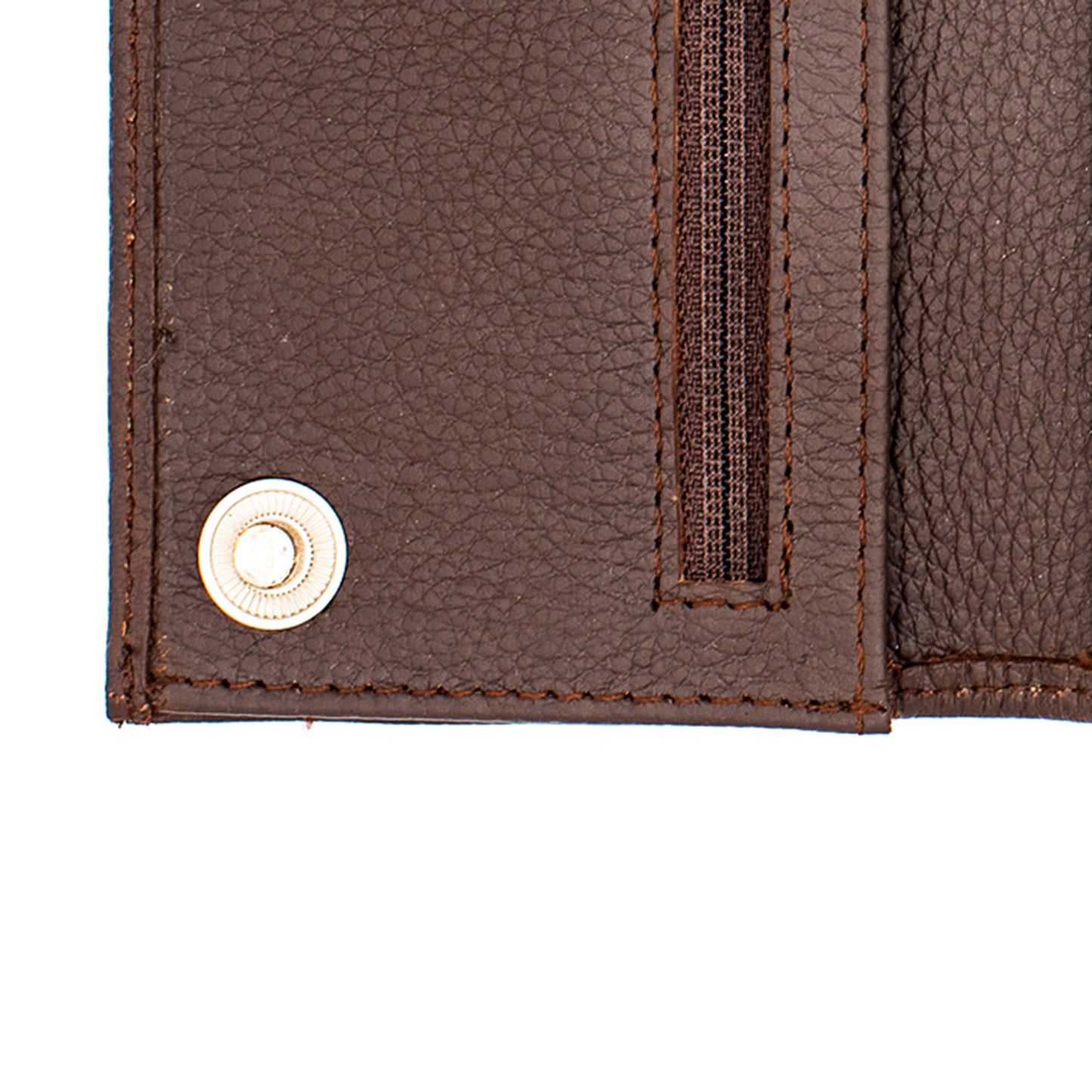 RFID safe Checkbook Size Tri-fold Leather Wallet with Snap Closer