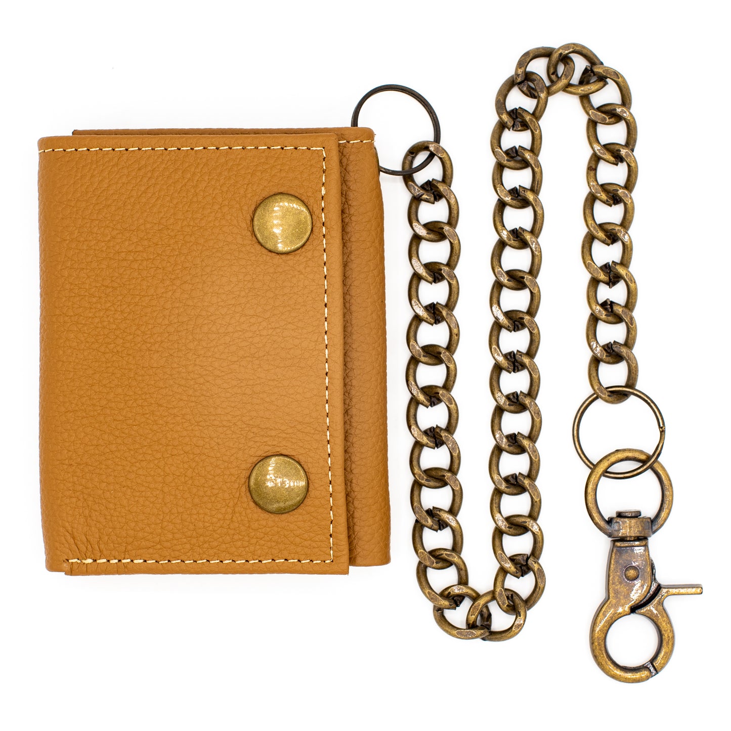 Biker Trifold Chain Wallet with Snaps RFID Safe Leather