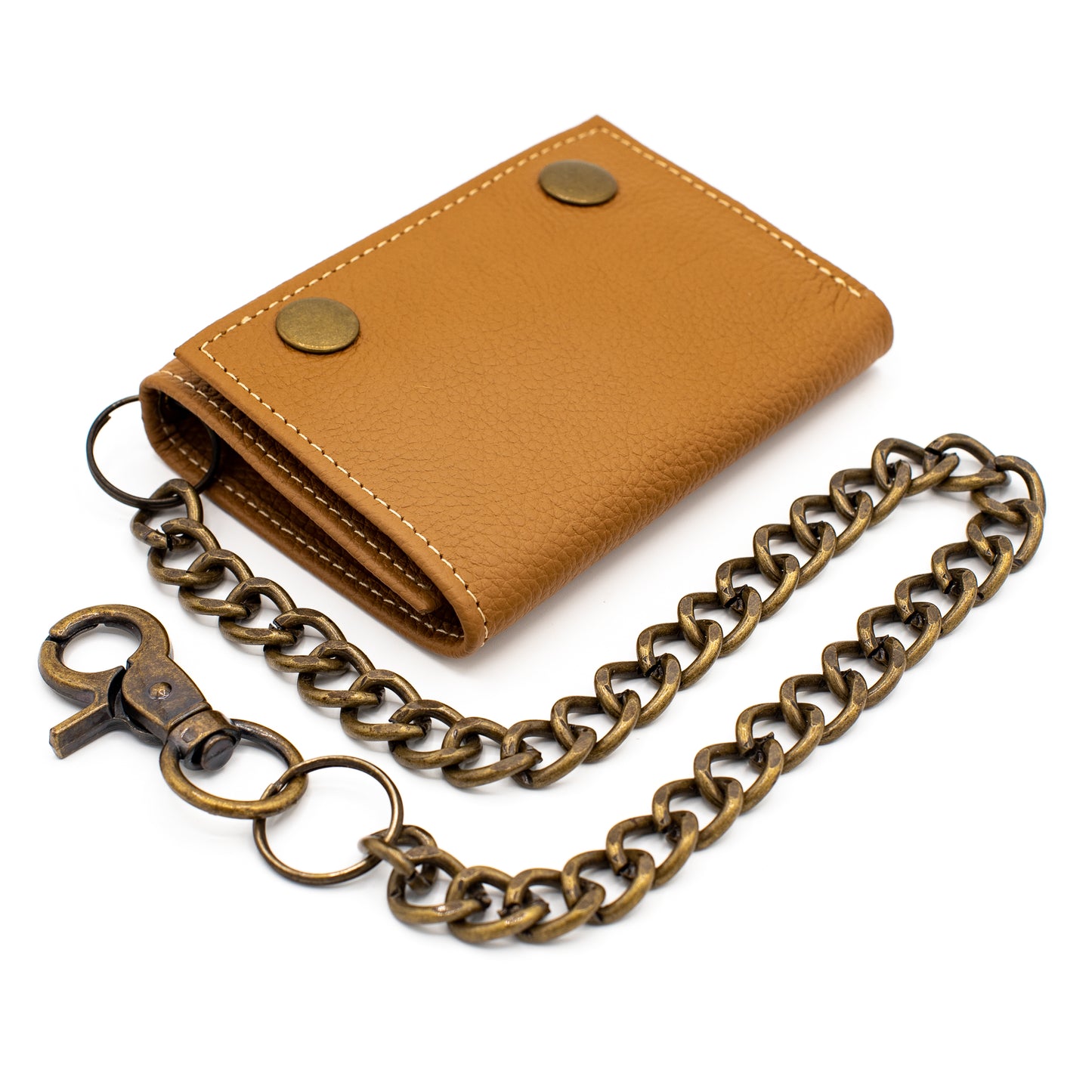 Biker Trifold Chain Wallet with Snaps RFID Safe Leather