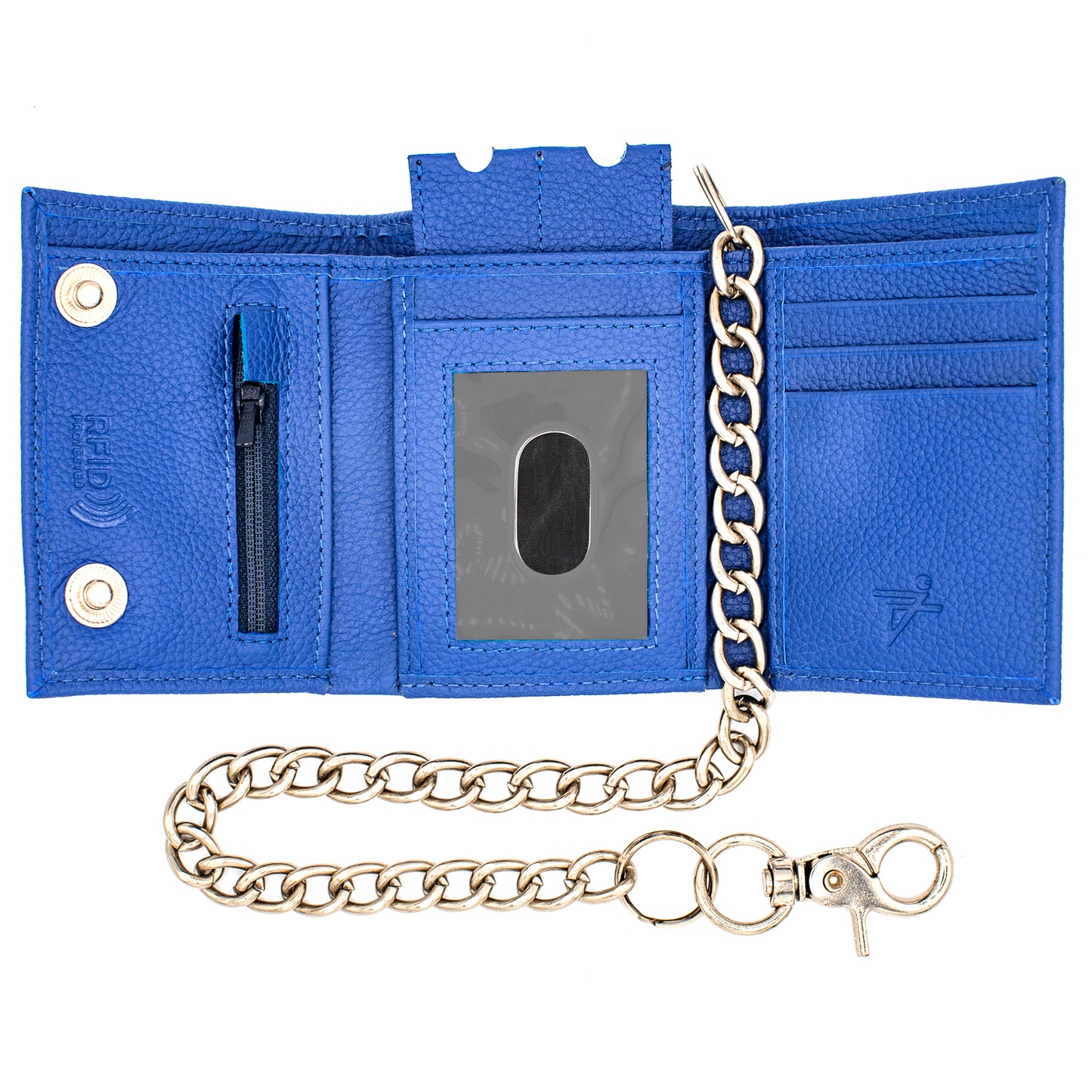 Biker Trifold Chain Wallet with Snaps RFID Safe Leather