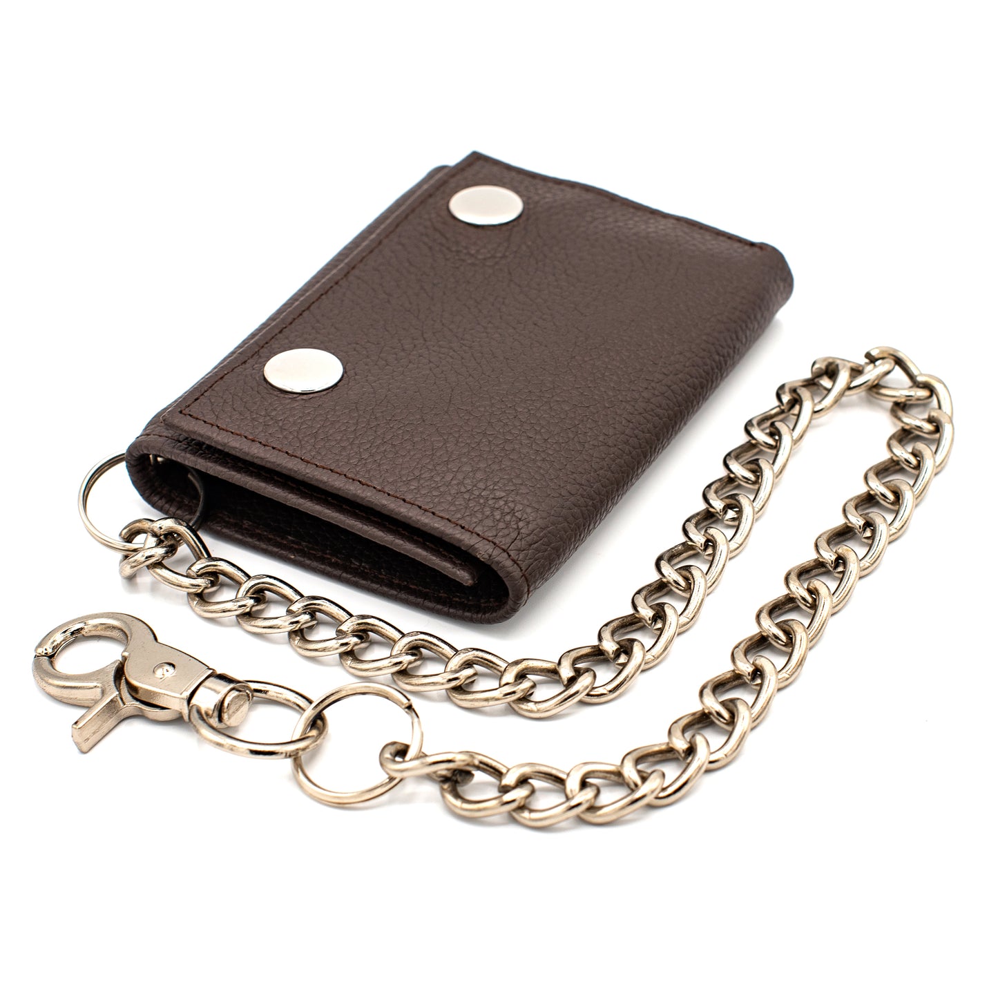 Trifold Chain Wallet with Snaps RFID Leather Wallet