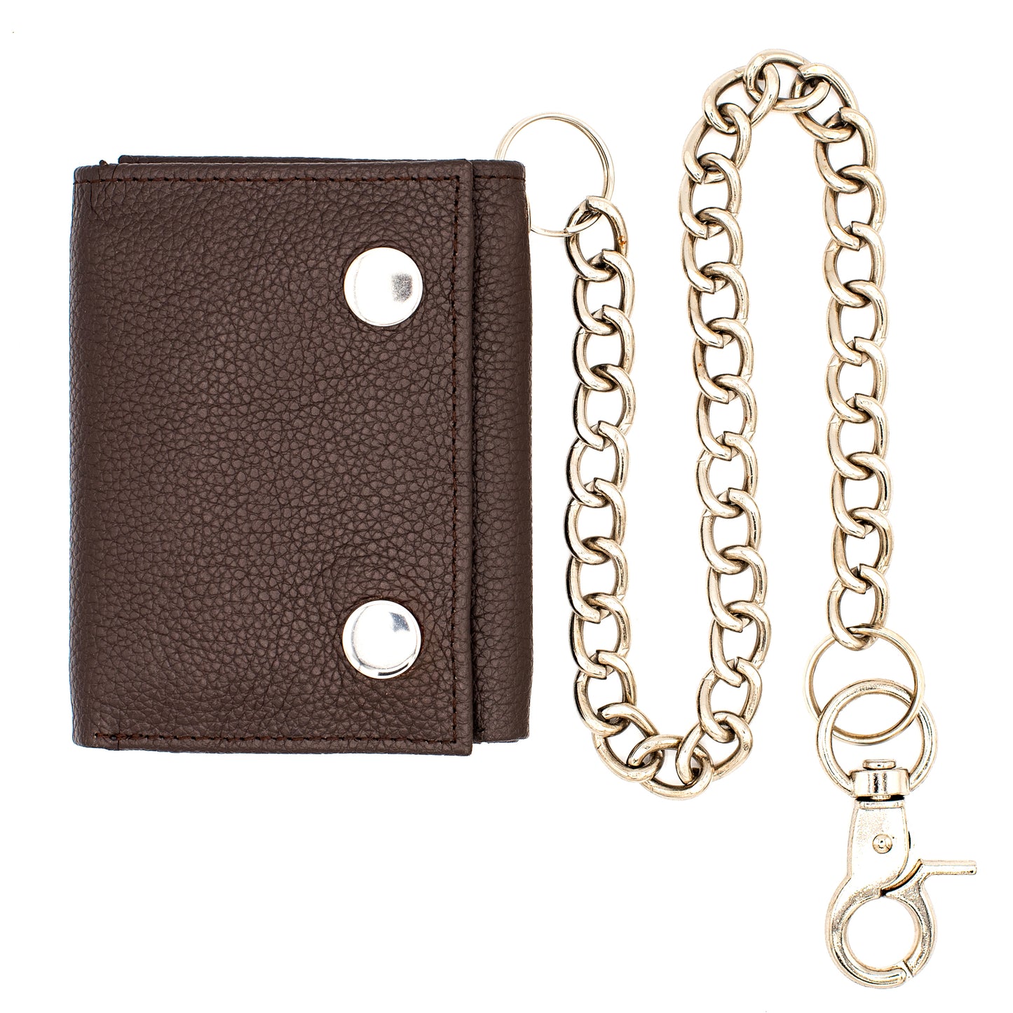 Biker Trifold Chain Wallet with Snaps RFID Safe Leather