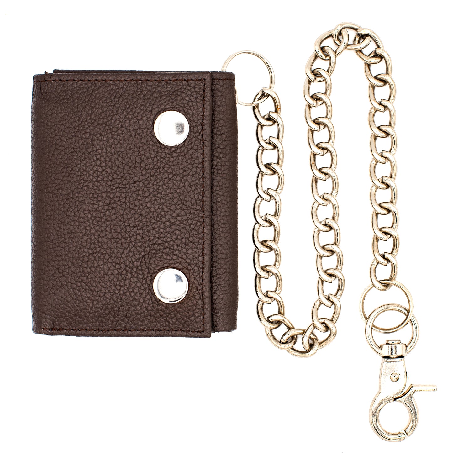 Trifold Chain Wallet with Snaps RFID Leather Wallet