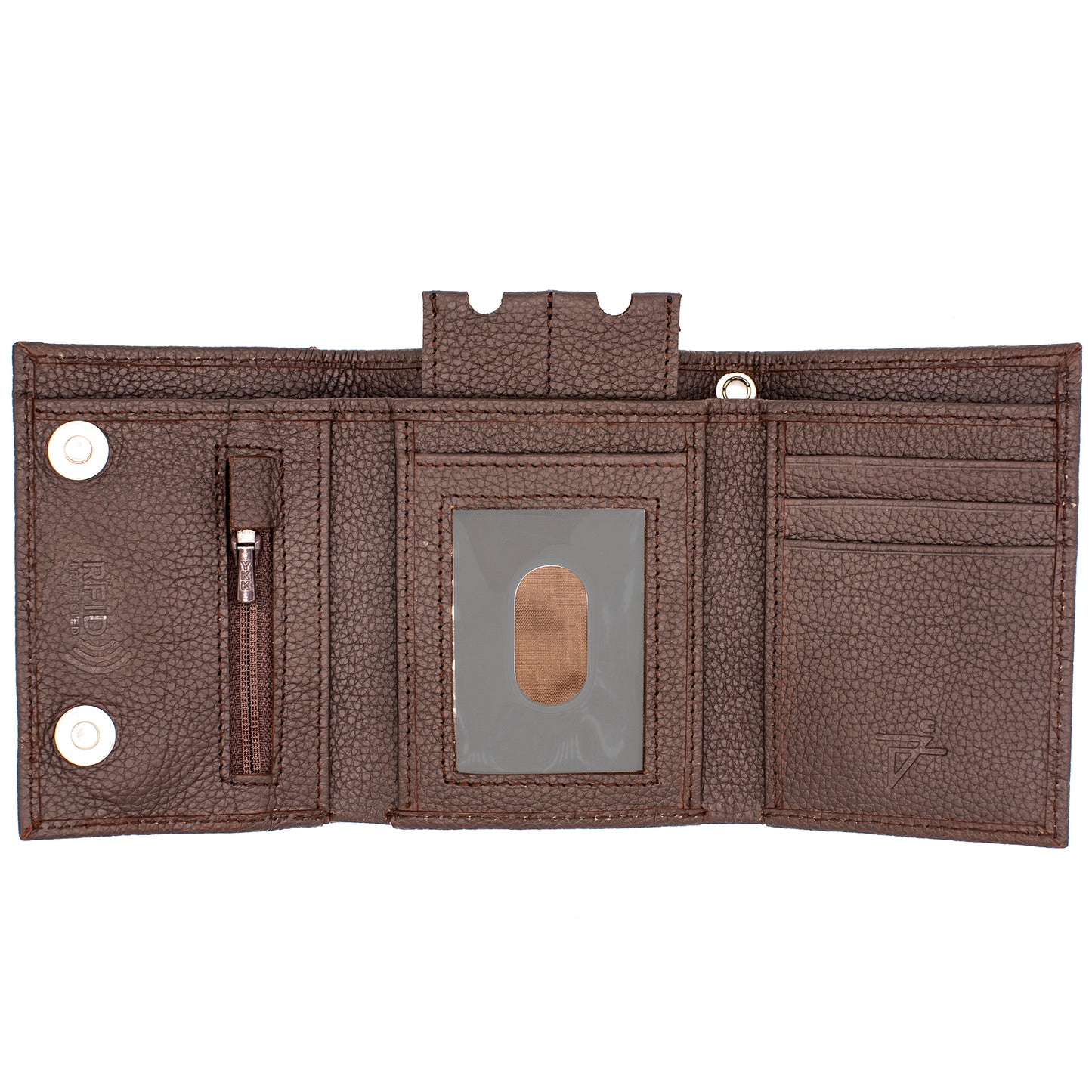 Trifold Wallet for Biker Trucker Snap Button T