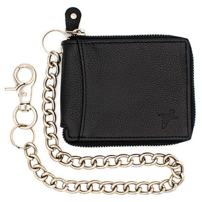 Zip Around chain Wallet for Men RFID Leather  Bifold