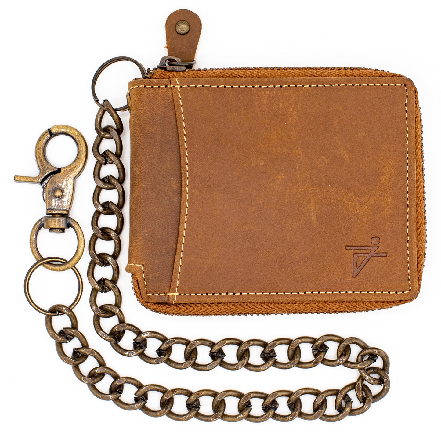 Zip Around chain Wallet for Men RFID Leather  Bifold