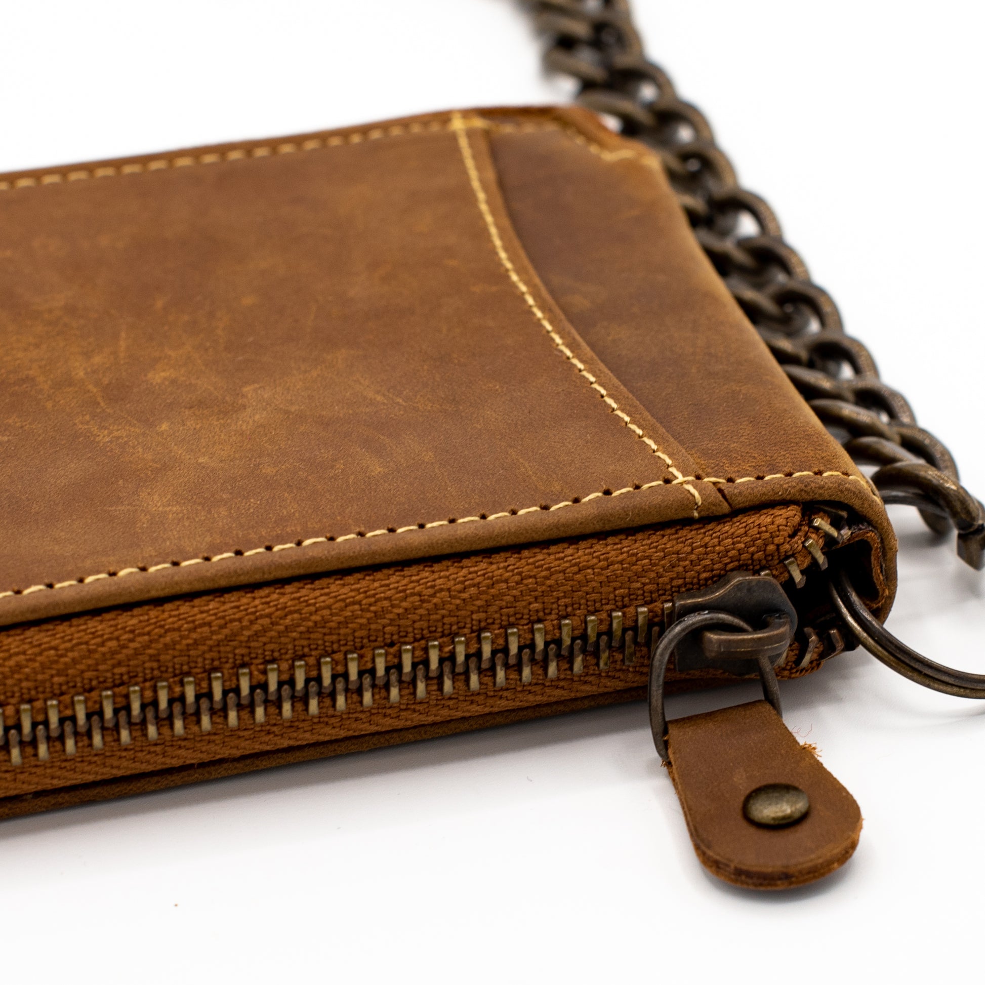 Zip Around chain Wallet for Men RFID Leather  Bifold