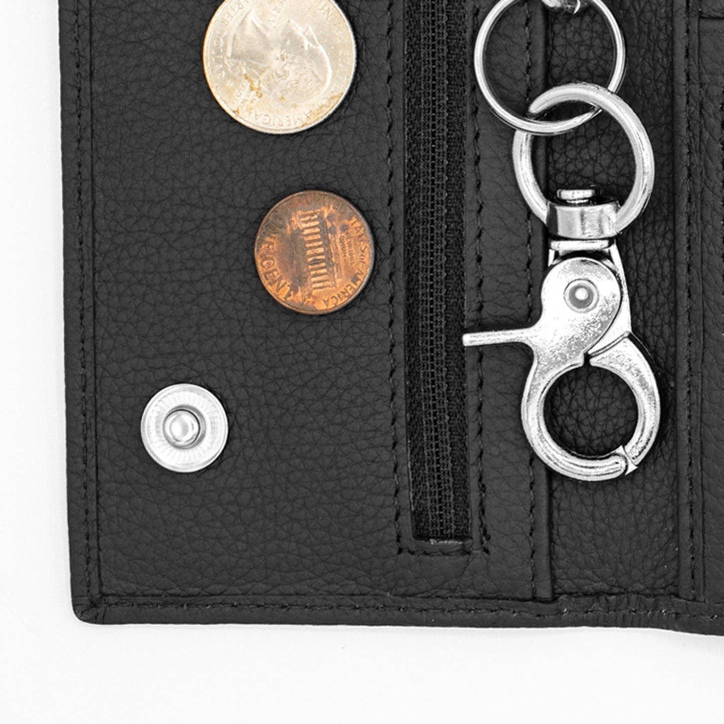 Long Tri-fold Chain Wallet with Snap RFID Safe