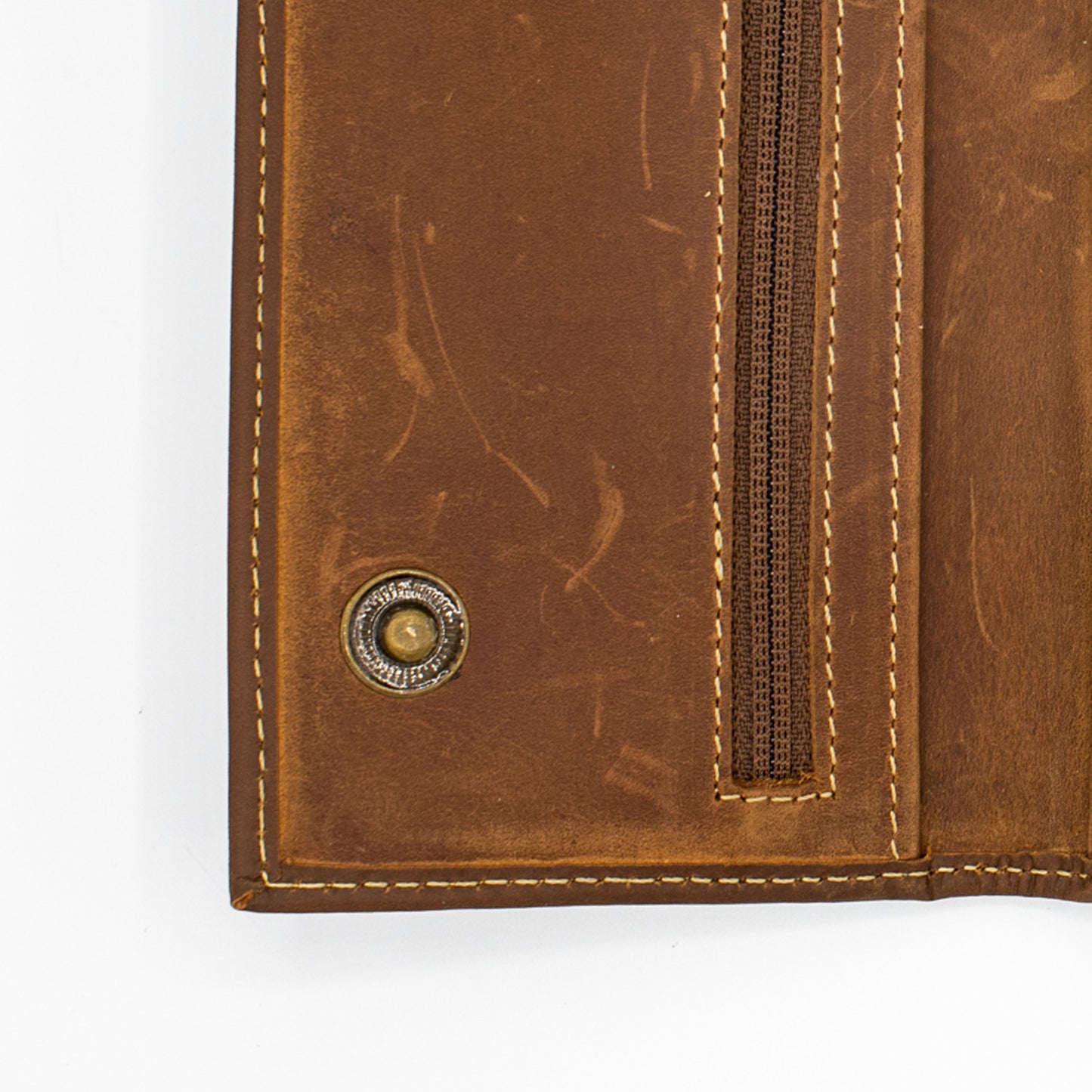 RFID Safe checkbook Size Trifold Long Wallet Genuine Leather