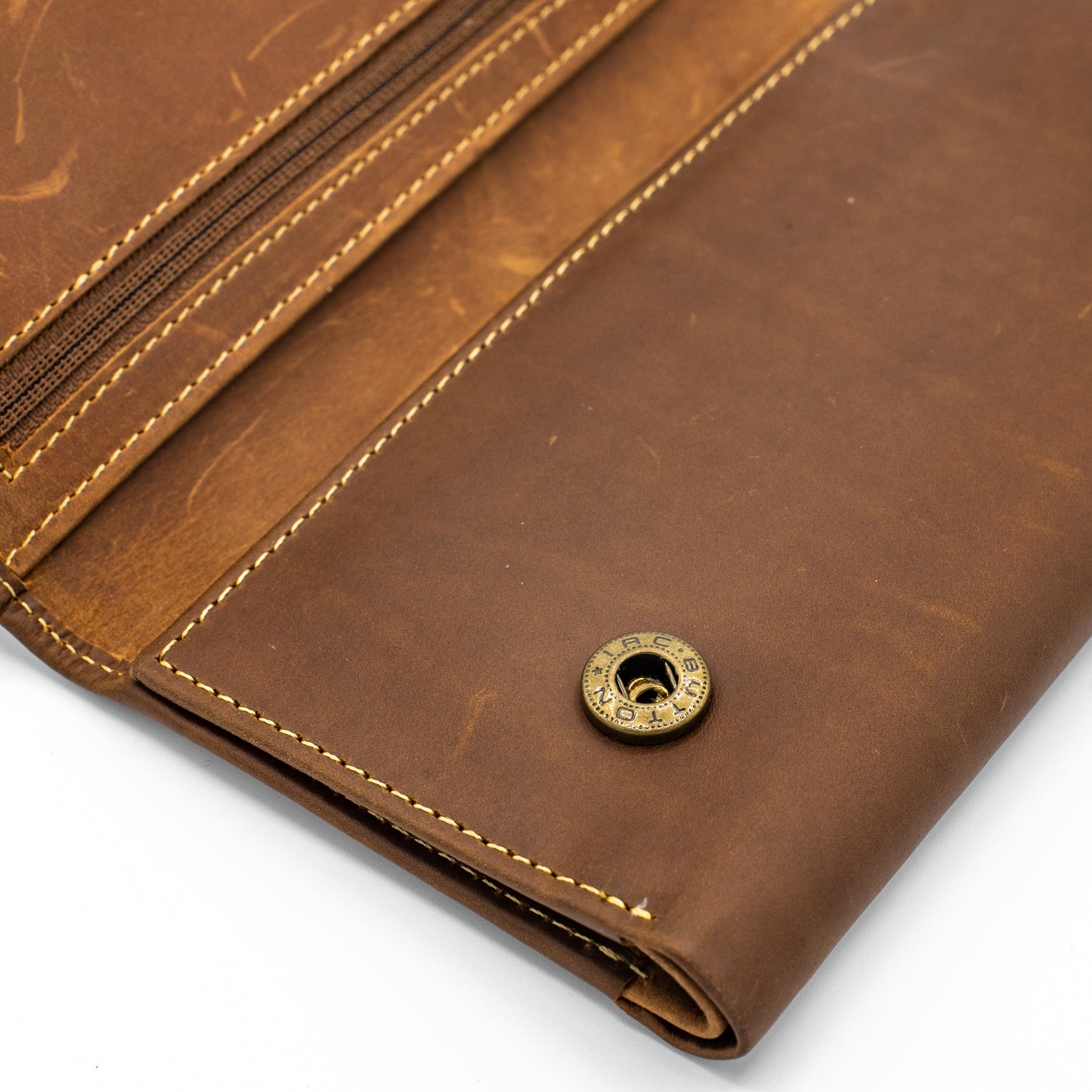 RFID Safe checkbook Size Trifold Long Wallet Genuine Leather