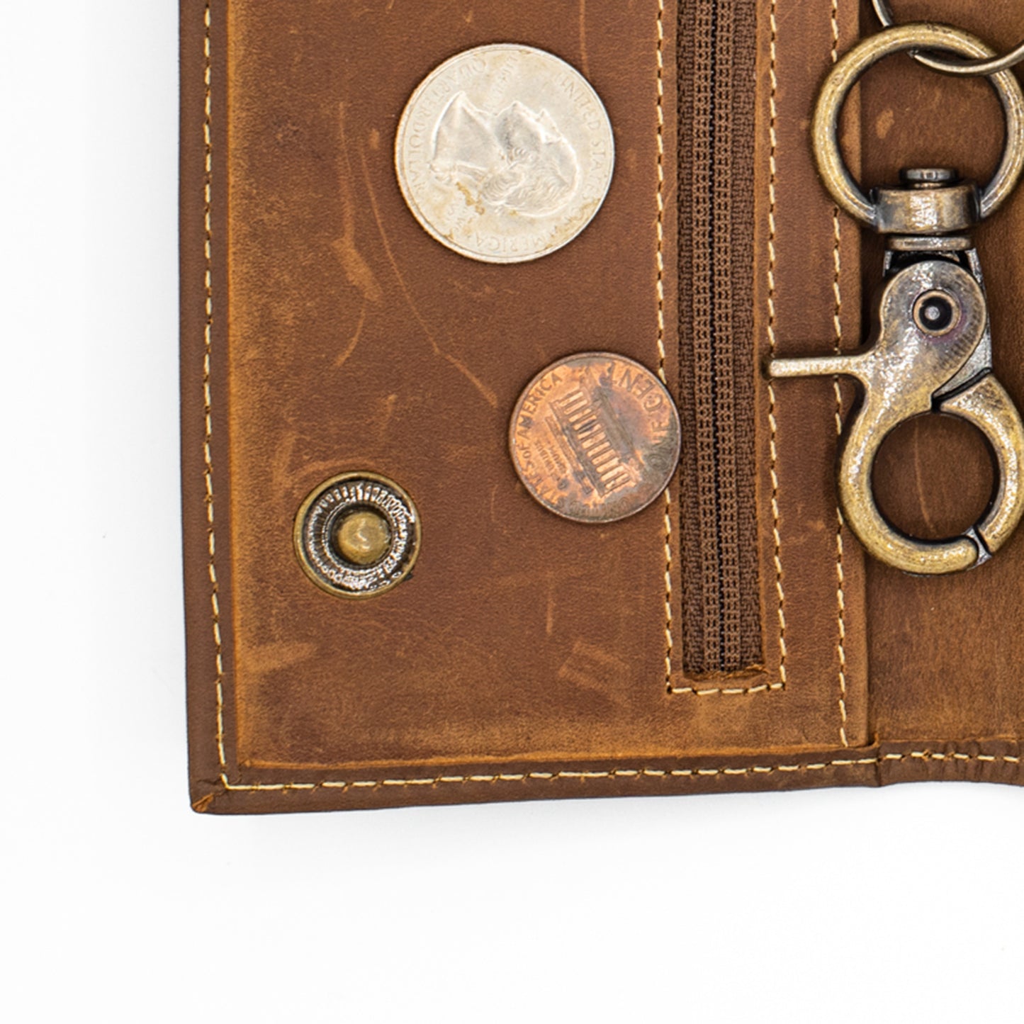 Long Tri-fold Chain Wallet with Snap RFID Safe