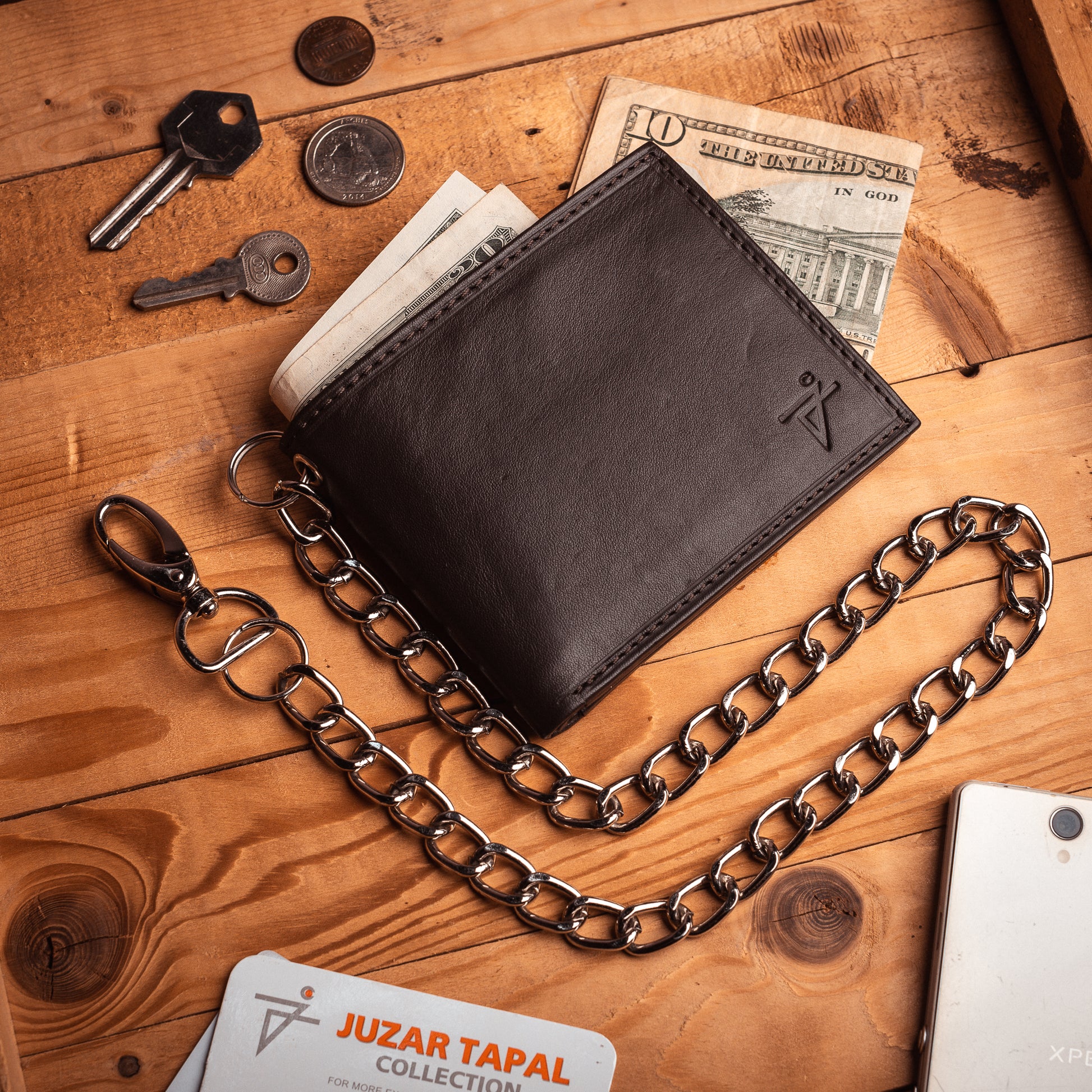 Biker Chain Bifold Wallet RFID – Leather & Safe