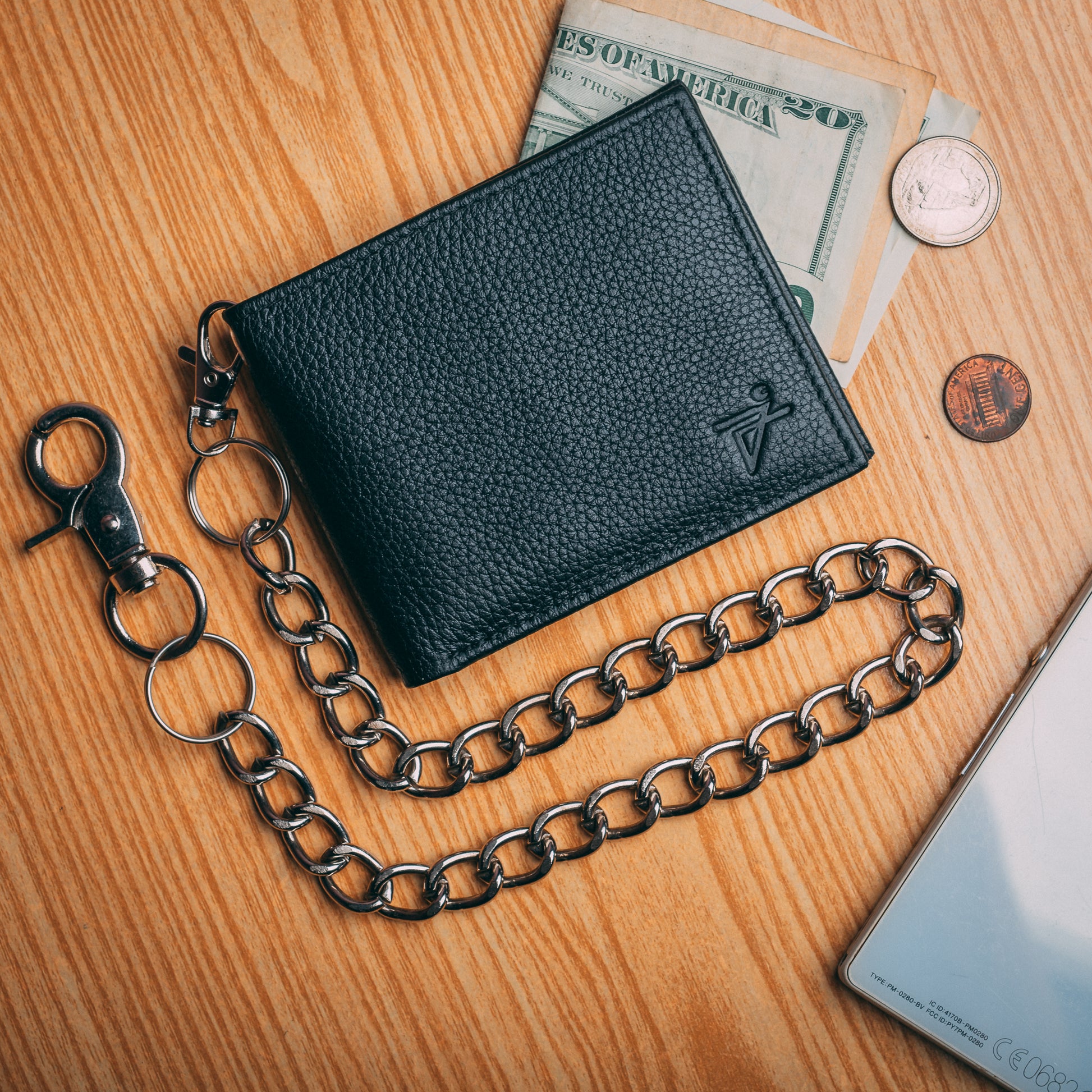 Biker Chain Bifold Wallet RFID – Leather & Safe