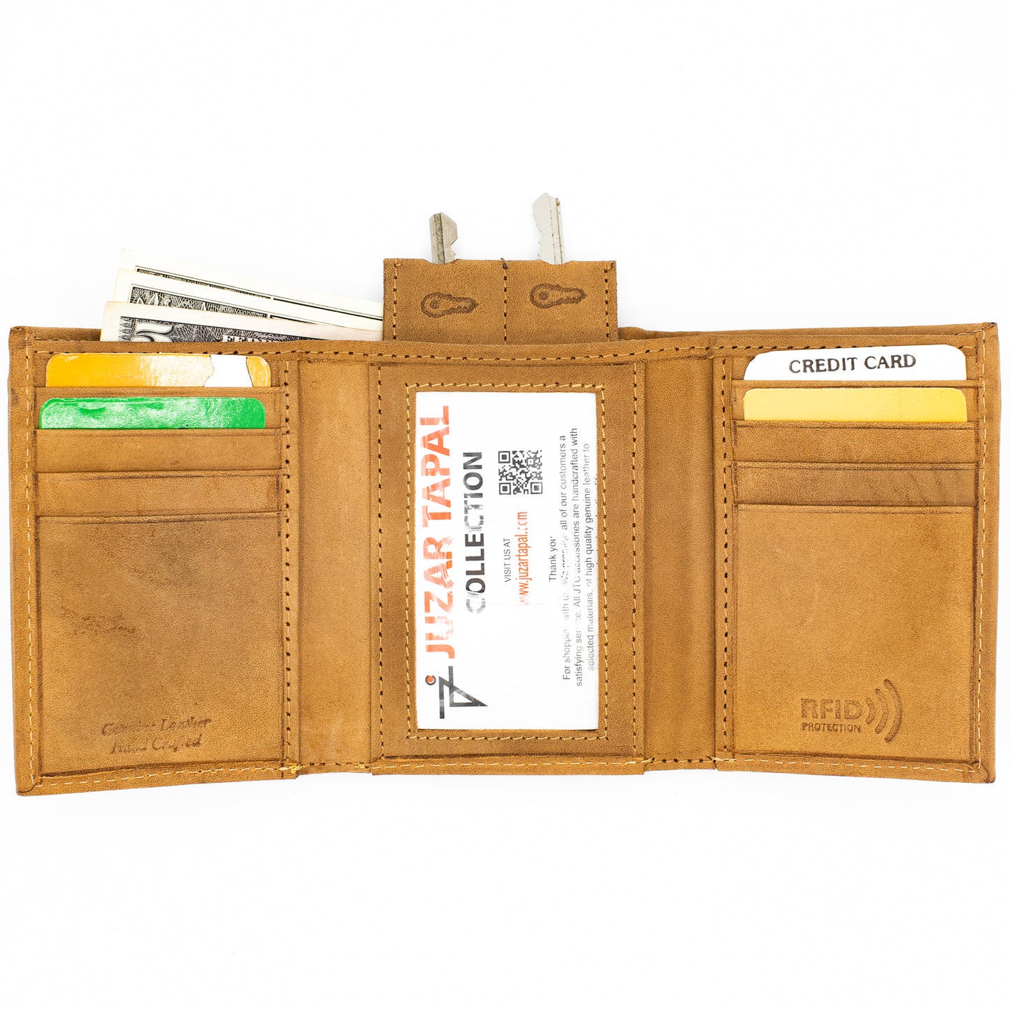 Trifold Leather Wallet for Men RFID safe