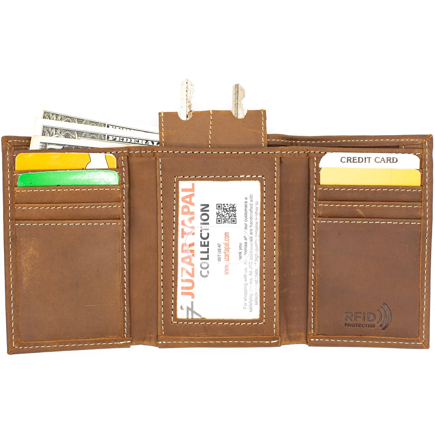 Trifold Leather Wallet for Men RFID safe