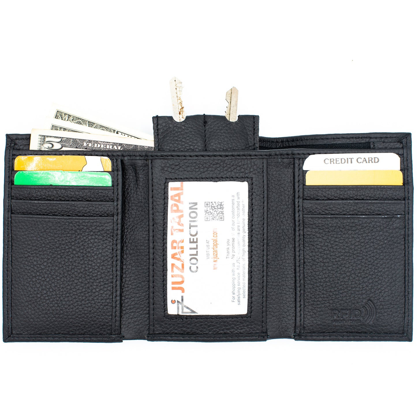 Trifold Leather Wallet for Men RFID safe