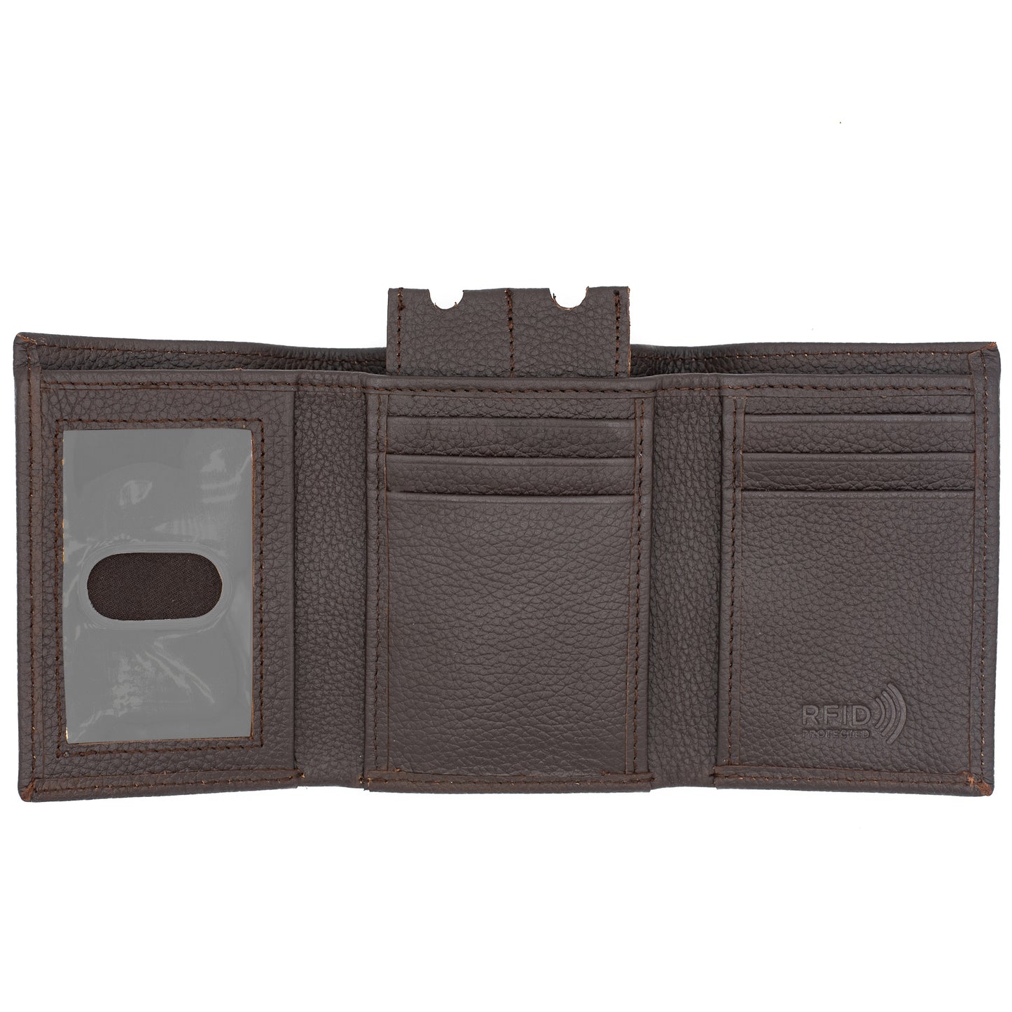 Tri-Fold Leather Wallet For Men RFID Signal Blocking