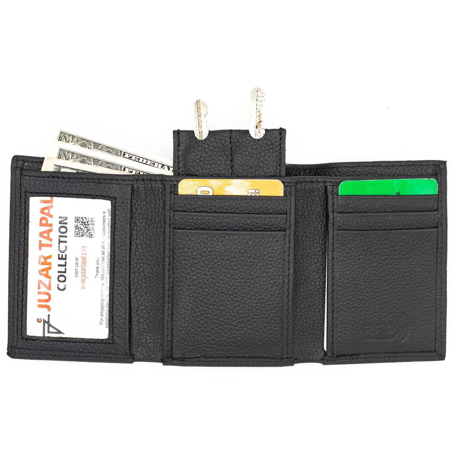Trifold Leather Wallet For Men RFID Signal Blocking