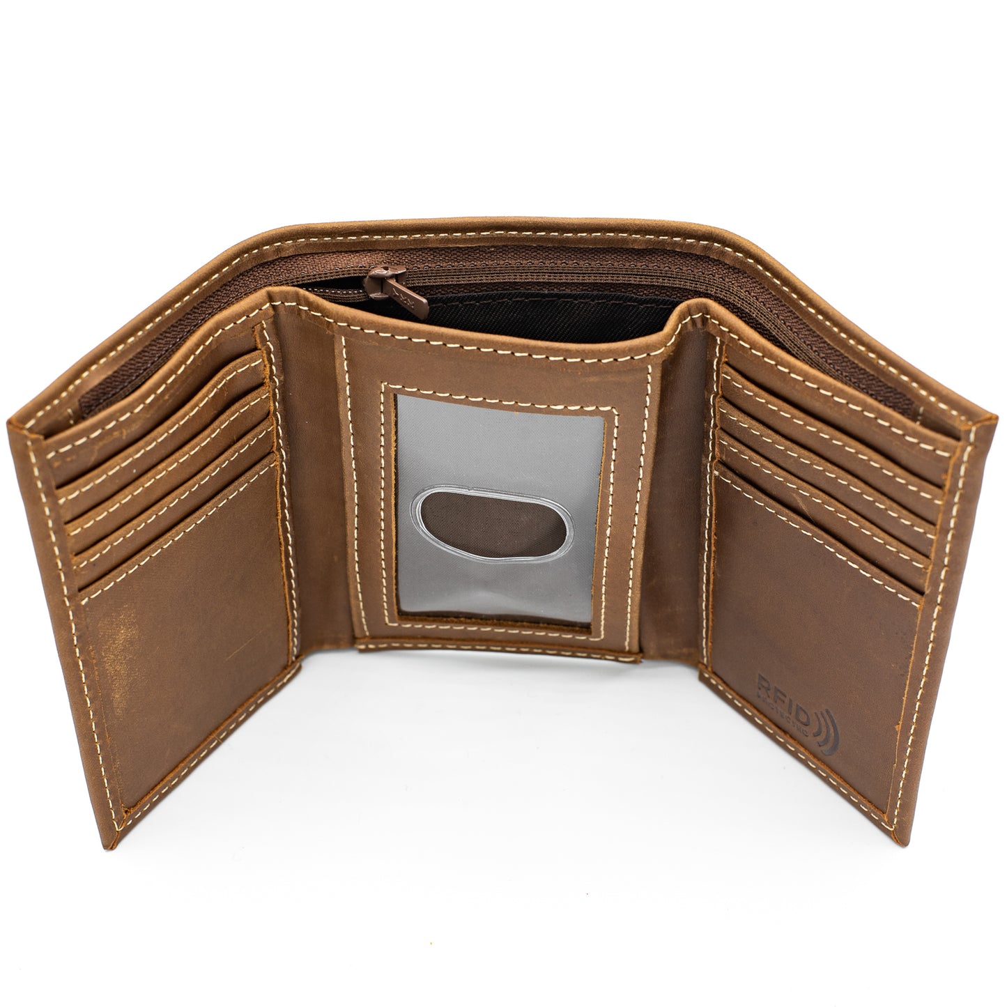 Trifold Leather Wallet for Men RFID safe