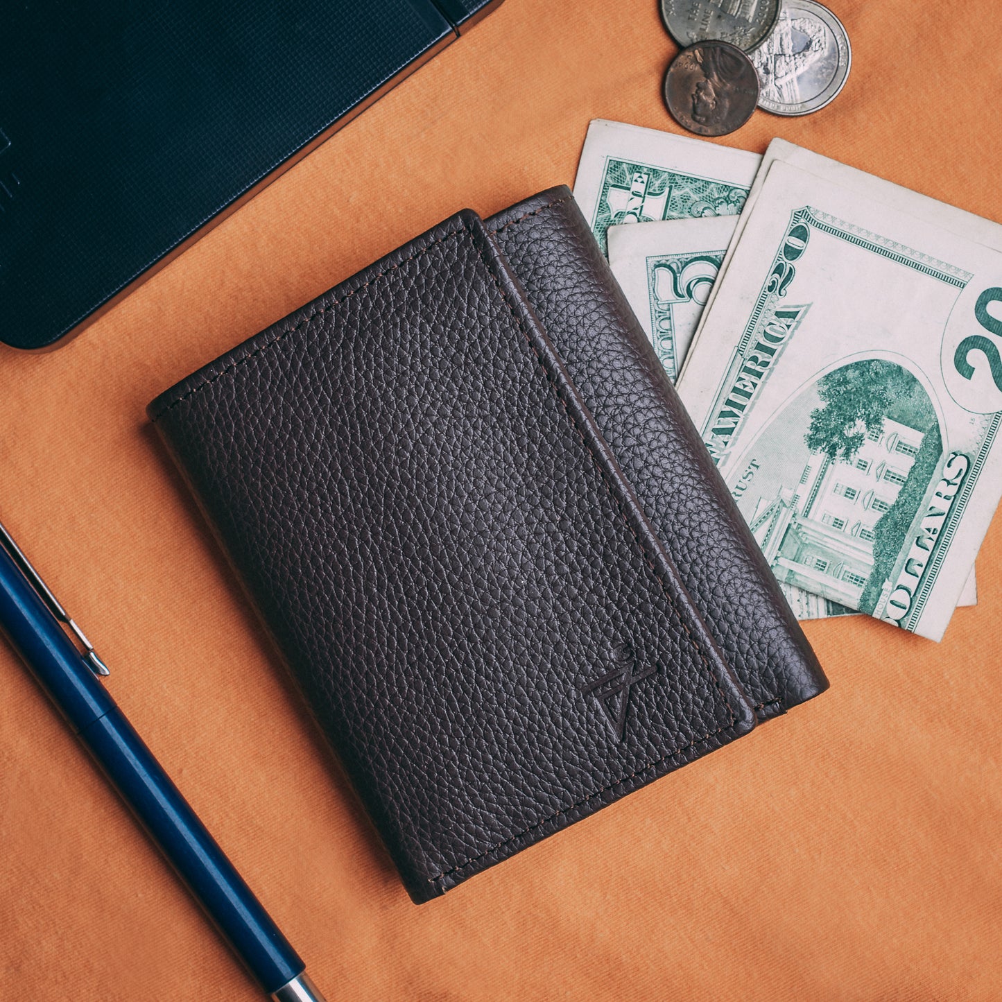Trifold Leather Wallet For Men RFID Signal Blocking