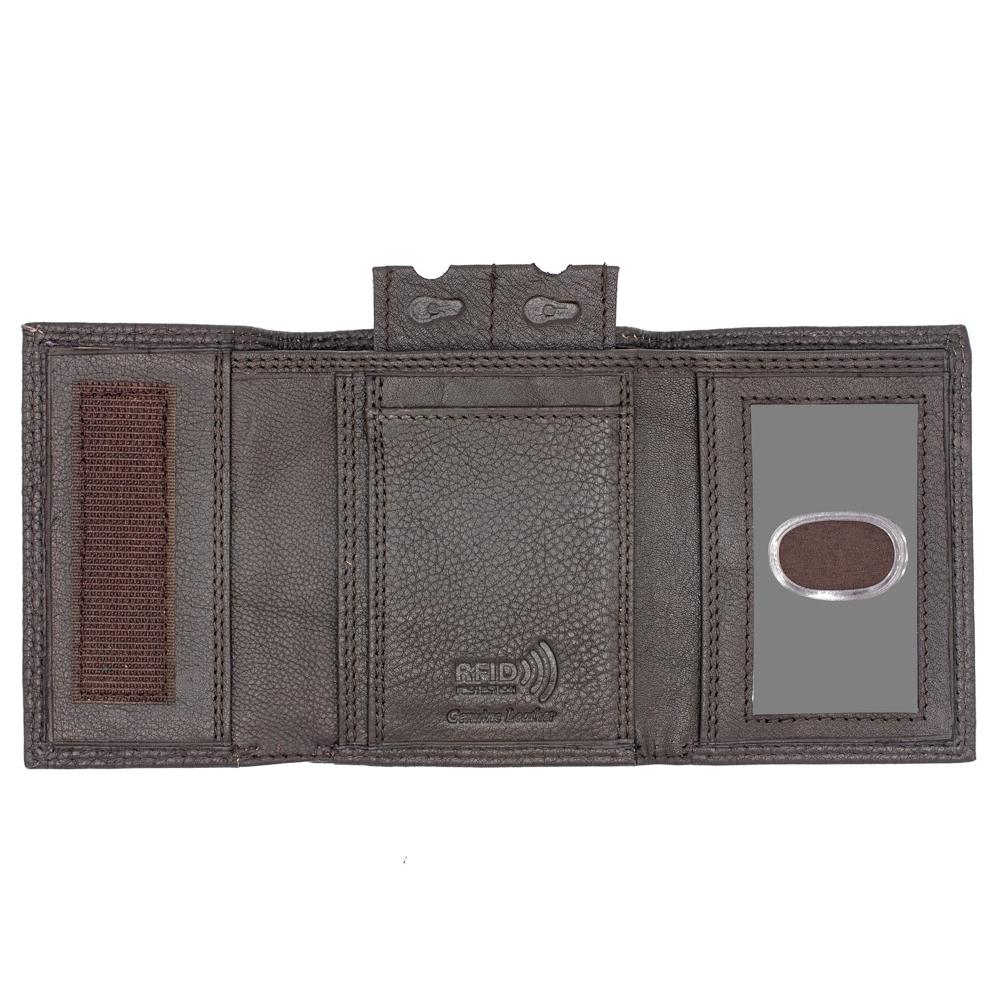 Men's Leather Trifold Wallet Velcro Closed RFID Blocking