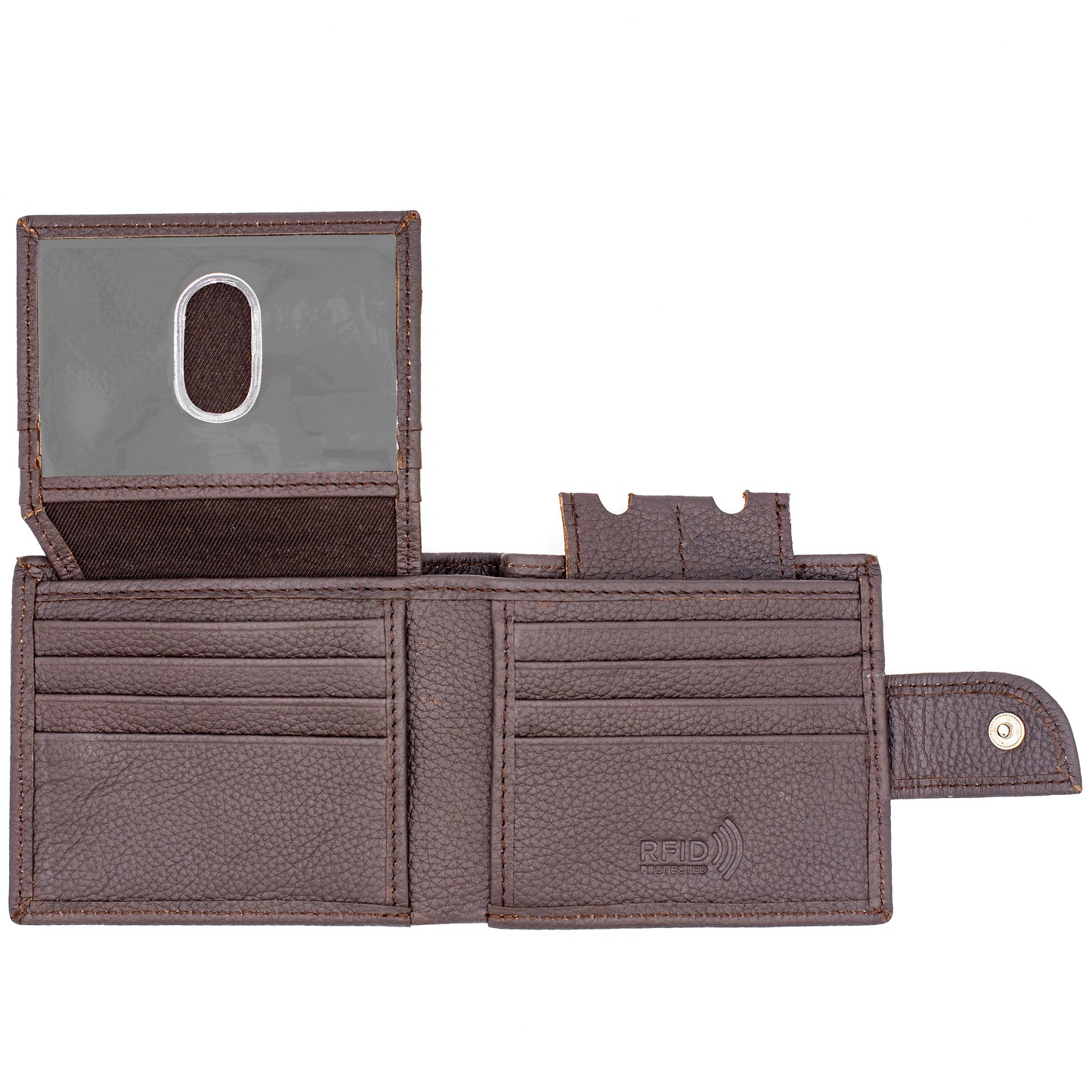 Men's Bifold Leather Wallet | Popper Closure