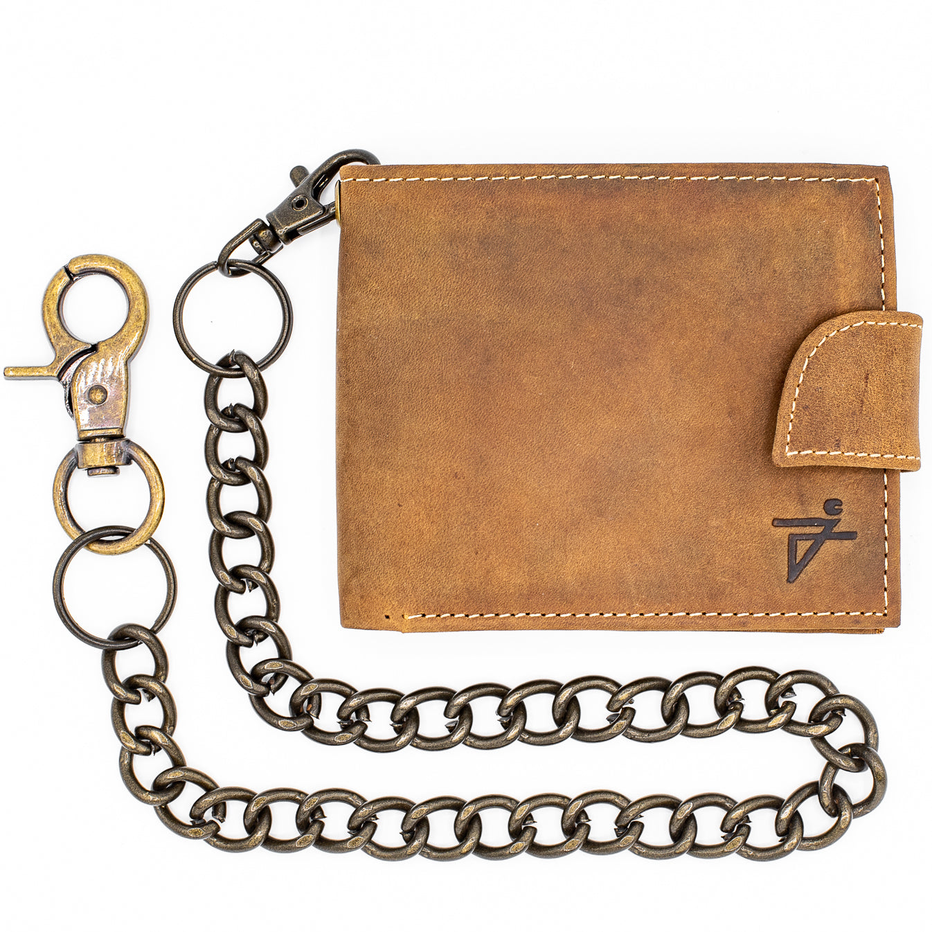 Leather Bifold Chain Wallet With Popper closure