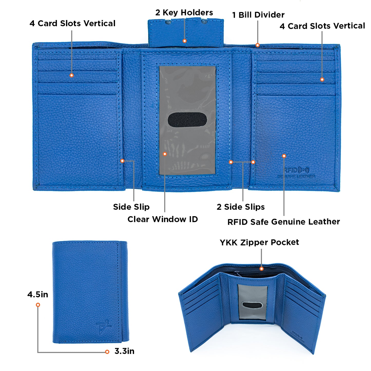 Trifold Leather Wallet for Men RFID safe