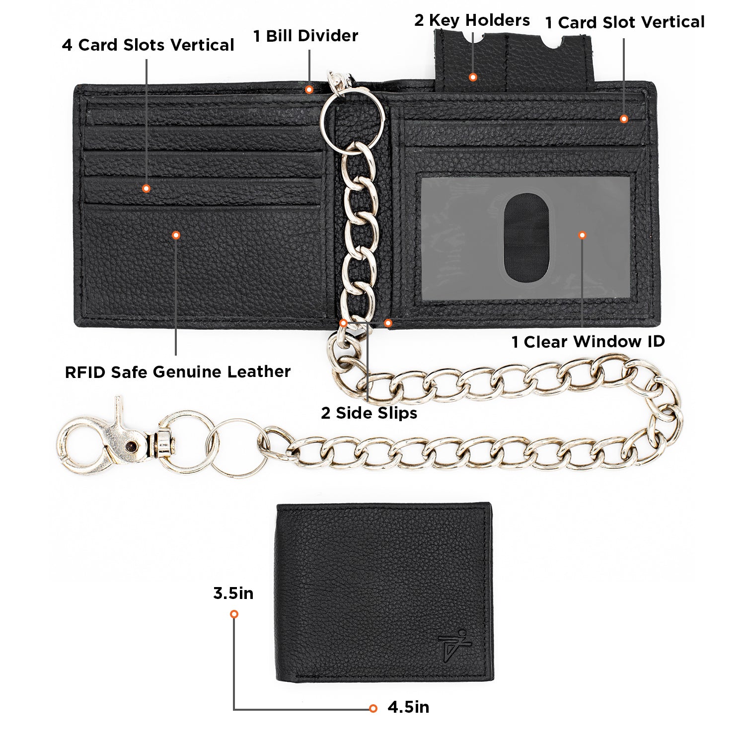 Biker Chain Bifold Wallet RFID – Leather & Safe
