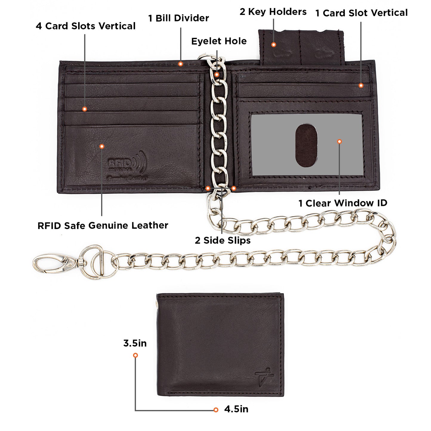 Biker Chain Bifold Wallet RFID – Leather & Safe