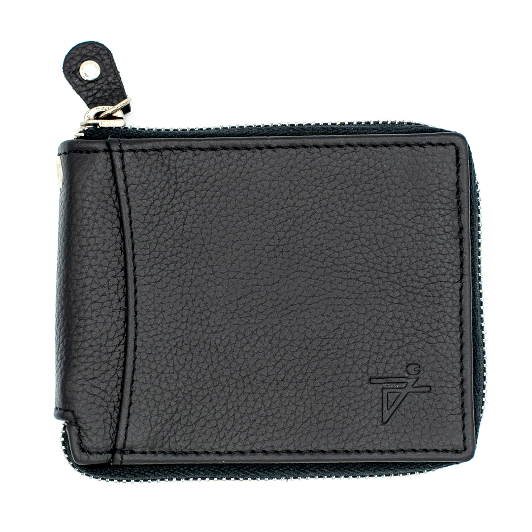 Zip Around Bi-fold Leather Wallet for Men – RFID Safe Genuine Leather