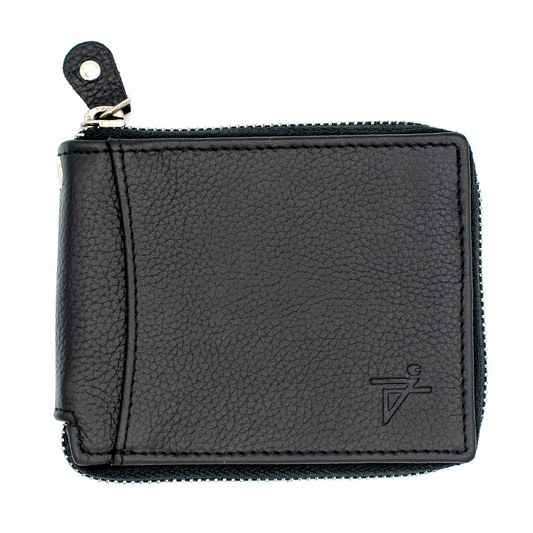 Zip Around Bi-fold Leather Wallet for Men – RFID Safe Genuine Leather