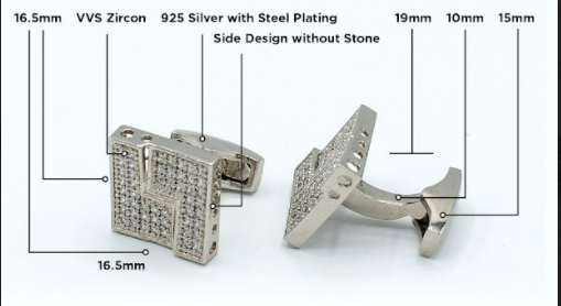 Handcrafted Cufflinks for Men 21k White Gold Rhodium Plated