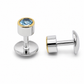 Natural Stone Oval Shape Cufflinks – 18K White Gold Plated