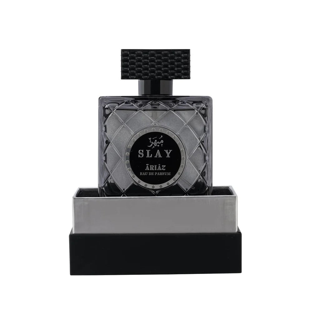 SLAY by ARIAZ 3.4oz/100ml Eau De Parfum for Men – Woody Aromatic + Includes Free Sample Set (6 Scents)