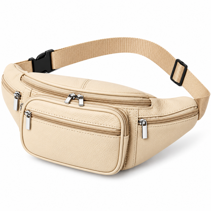 Genuine Leather Fanny Pack for Men Women Multi Pocket Waist Bag