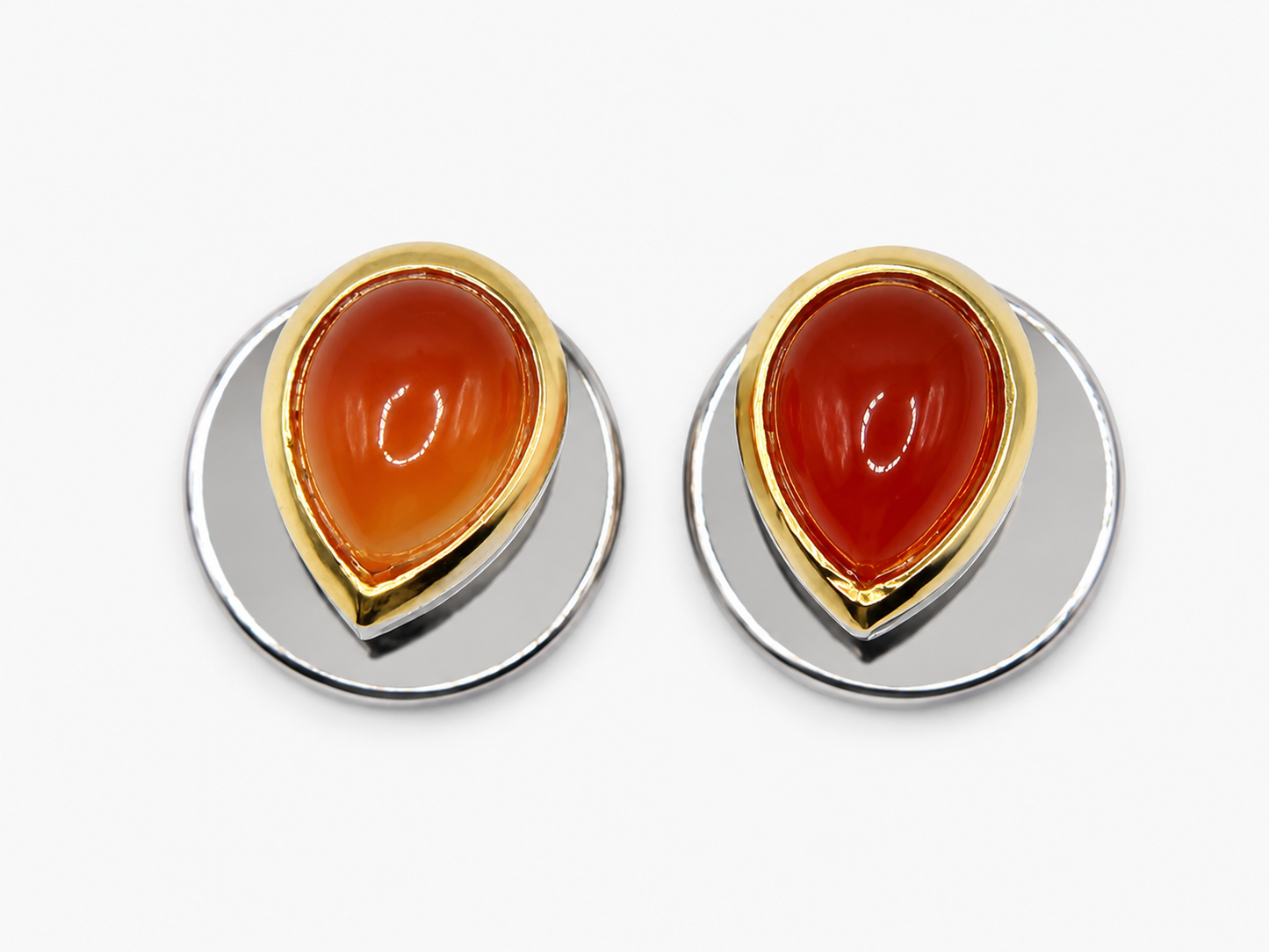 Natural Stone Pear Shape Cufflinks – 18K White Gold Plated