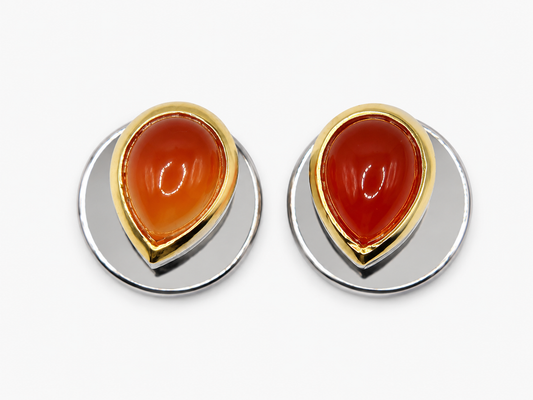 Natural Stone Pear Shape Cufflinks – 18K White Gold Plated