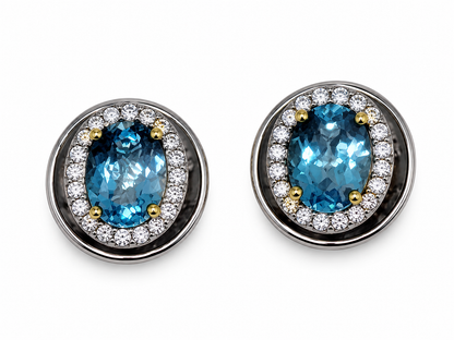 Men Cufflinks Studs 2 Pcs Set Natural Stone Agate Blue Topaz Pari dot, Garnet Gold Plated Formal Cufflinks