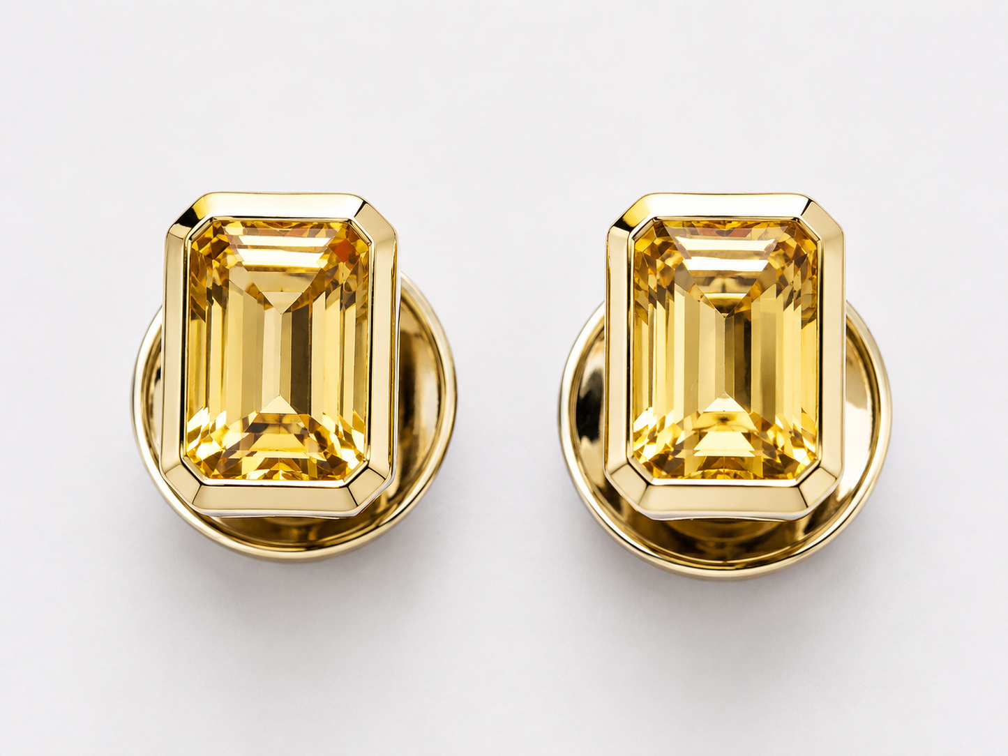 Natural Stone Cufflinks Studs 2pcs set  – 18K White Gold Plated