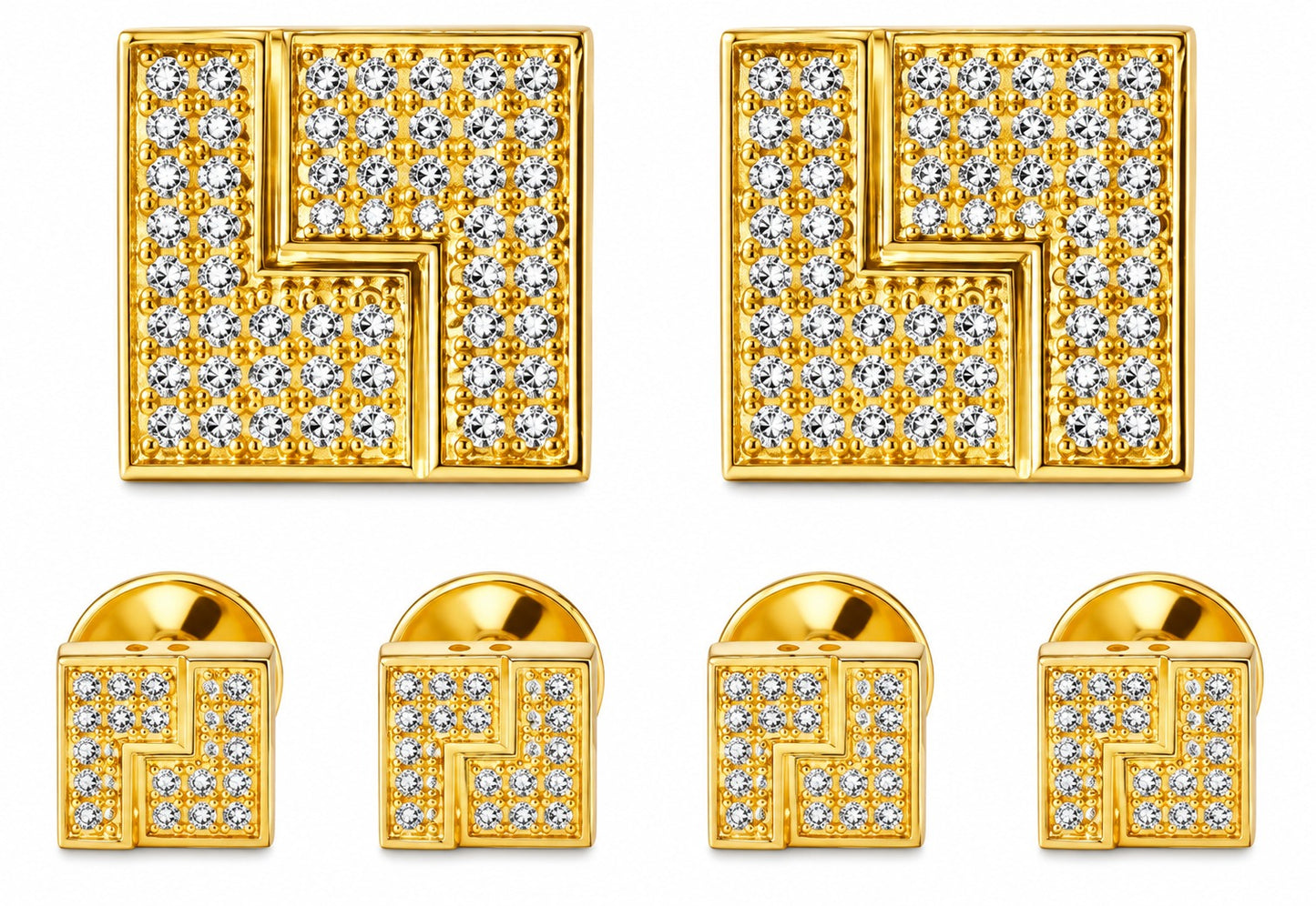 Tuxedo Shirt Cufflinks Stud Set 21K Gold Plated