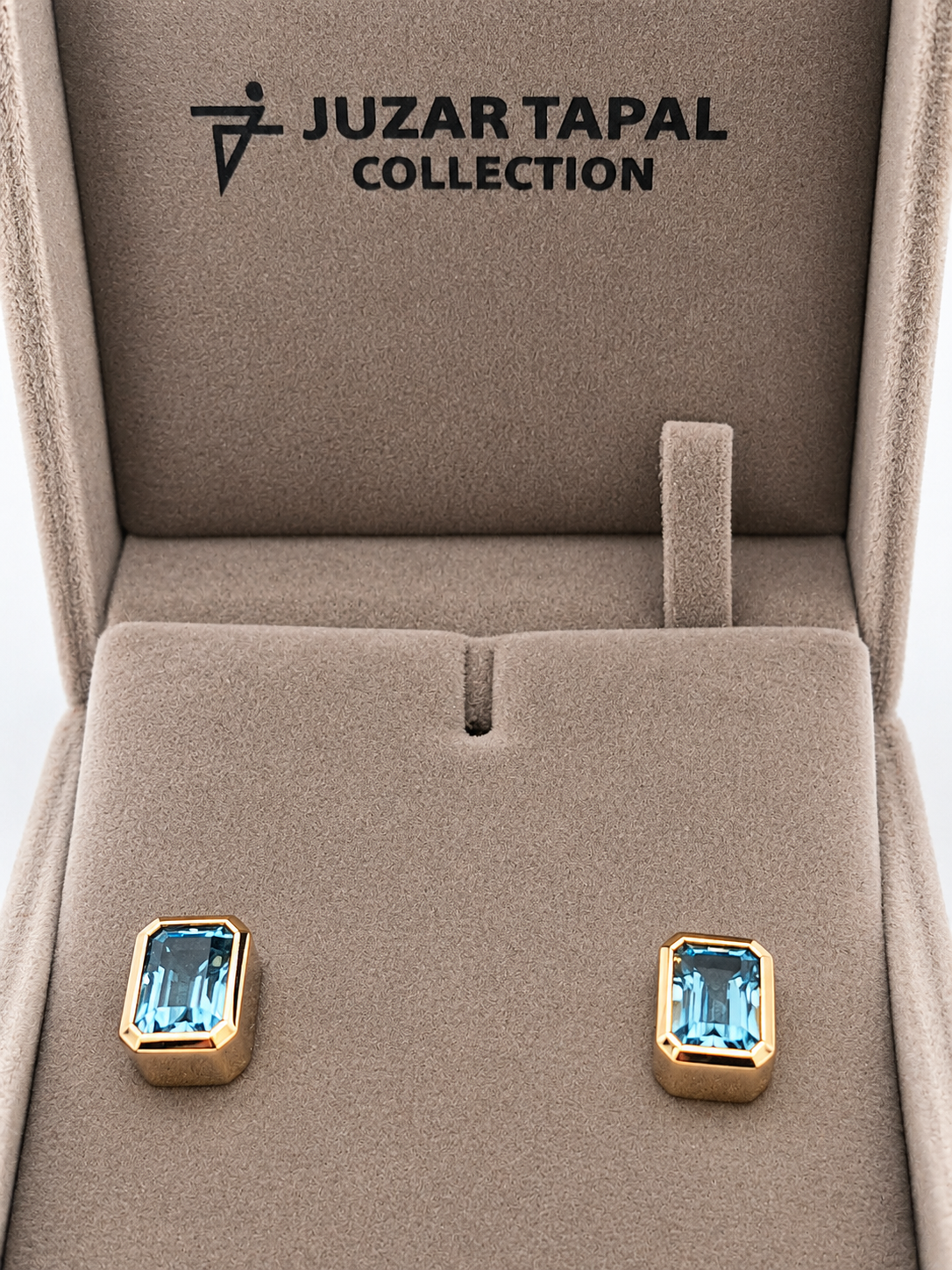 Natural Stone Cufflinks Studs 2pcs set  – 18K White Gold Plated