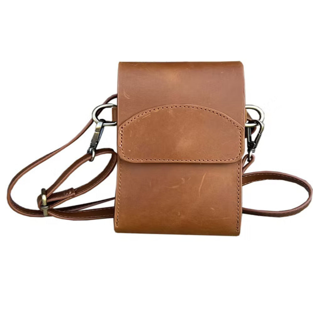 Women’s Leather Crossbody Phone Wallet Bag – Slim Dual Pocket Shoulder Bag