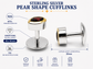 Natural Stone Pear Shape Cufflinks – 18K White Gold Plated