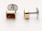 Natural Stone Cufflinks Studs 2pcs set  – 18K White Gold Plated