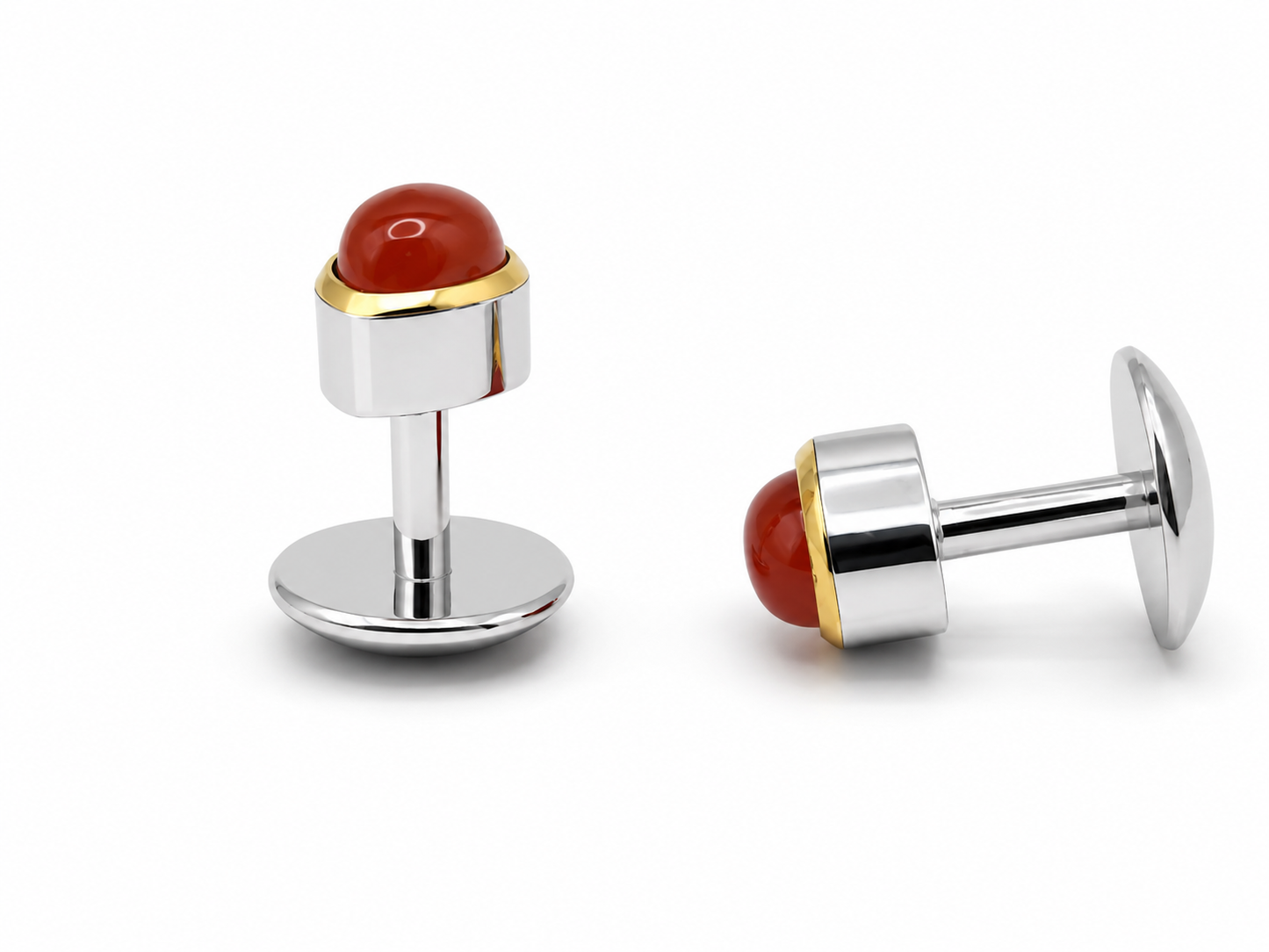 Natural Stone Pear Shape Cufflinks – 18K White Gold Plated