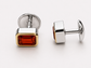 Natural Stone Cufflinks Studs 2pcs set  – 18K White Gold Plated