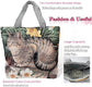 Cute Tabby Cat Canvas Tote Bag with Zipper